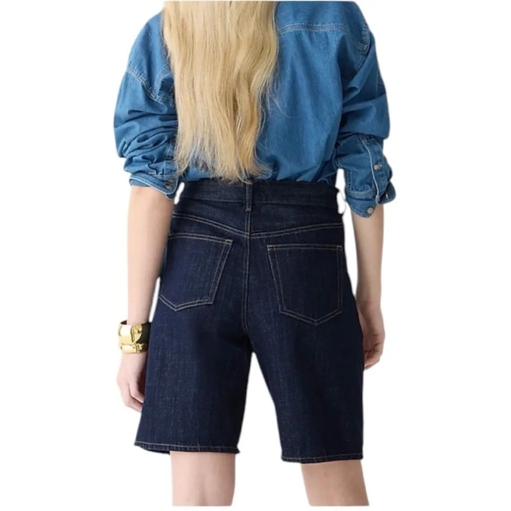 J. Crew Midlength Denim Jean Long Shorts in Indigo Dark Wash Size 27
